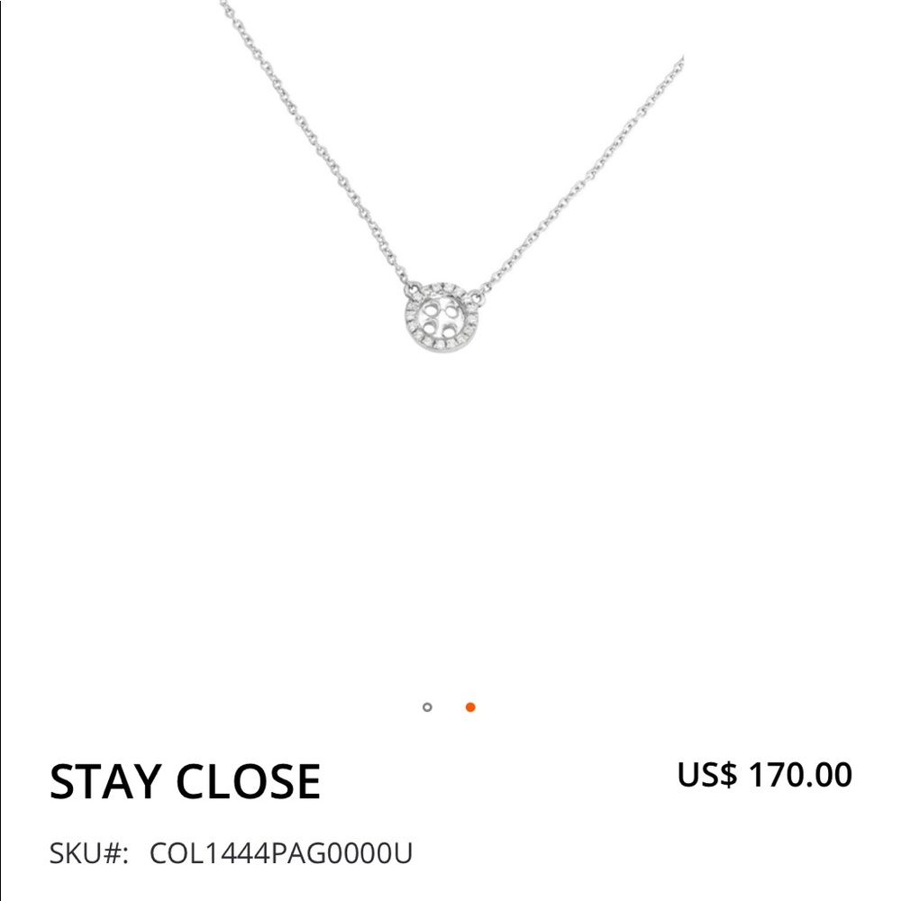 Uno De 50 1BY STAY CLOSE Necklace White Topaz 18" - Picture 9 of 10